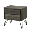 Contemporary Three Tone Gray Finish Nightstand Perched Atop Metal Legs Acacia Veneer Modern Bedroom Furniture Gray 2 Drawers Bedroom Contemporary Wood