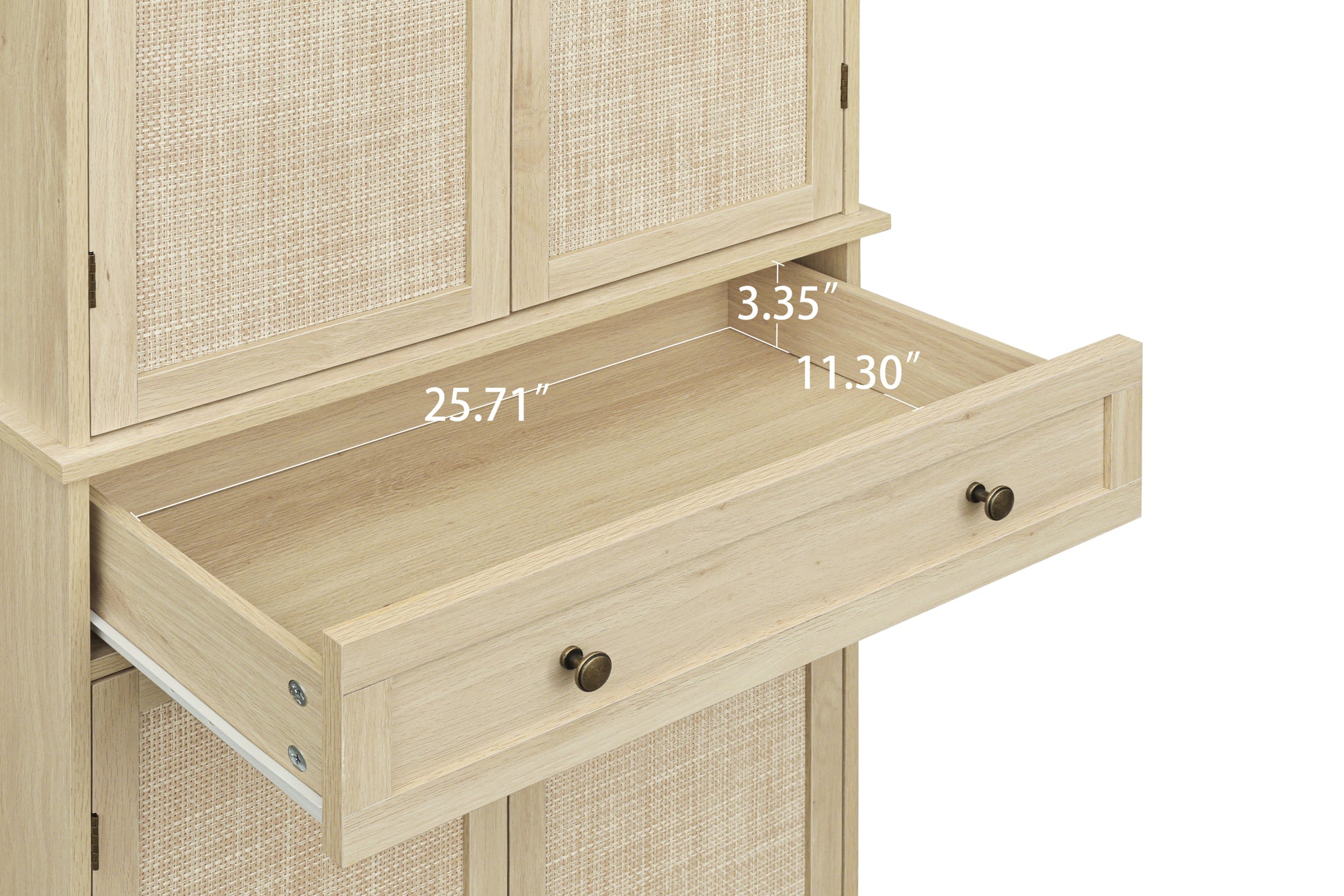 4 Door Cabinet With 1 Drawer, With 4 Adjustable Inner Shelves, Storage Cabinet Natural Particle Board