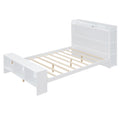 Full Size Platform Bed With Built In Shelves, Led Light And Usb Ports, White White Mdf Lvl