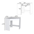 White Corner Desk With Compact Design And Drawer White Particle Board Pine