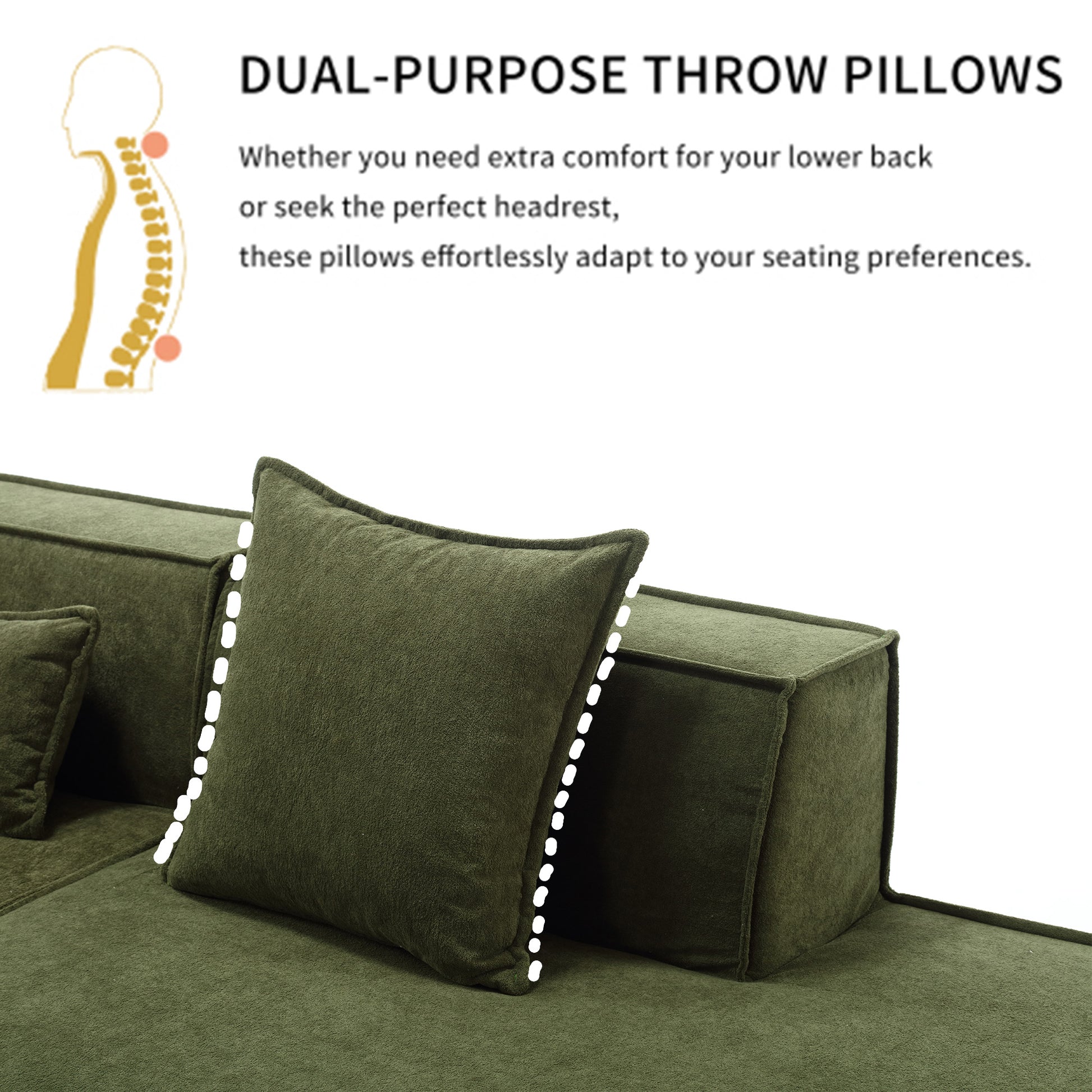 Modular Combination Living Room Sofa Set, Modern Minimalist Sofa, Free Installation Sofa, L Shaped, Italian Minimalist Tofu Block Sofa, Left Hand Facing,Terrycloth Fabric ,Green Green Polyester Primary Living Space Soft Modern Polyester 3 Seat