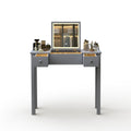 Sleek Grey Vanity Table With Led Lights, Flip Top Mirror And 2 Drawers, Jewelry Storage For Women Dressing Grey 2 Drawers Mdf