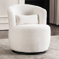 White Plush Swivel Accent Chair Contemporary Round Armchair With 360 Rotation And Metal Base For Living Room Elegance White Teddy Teddy