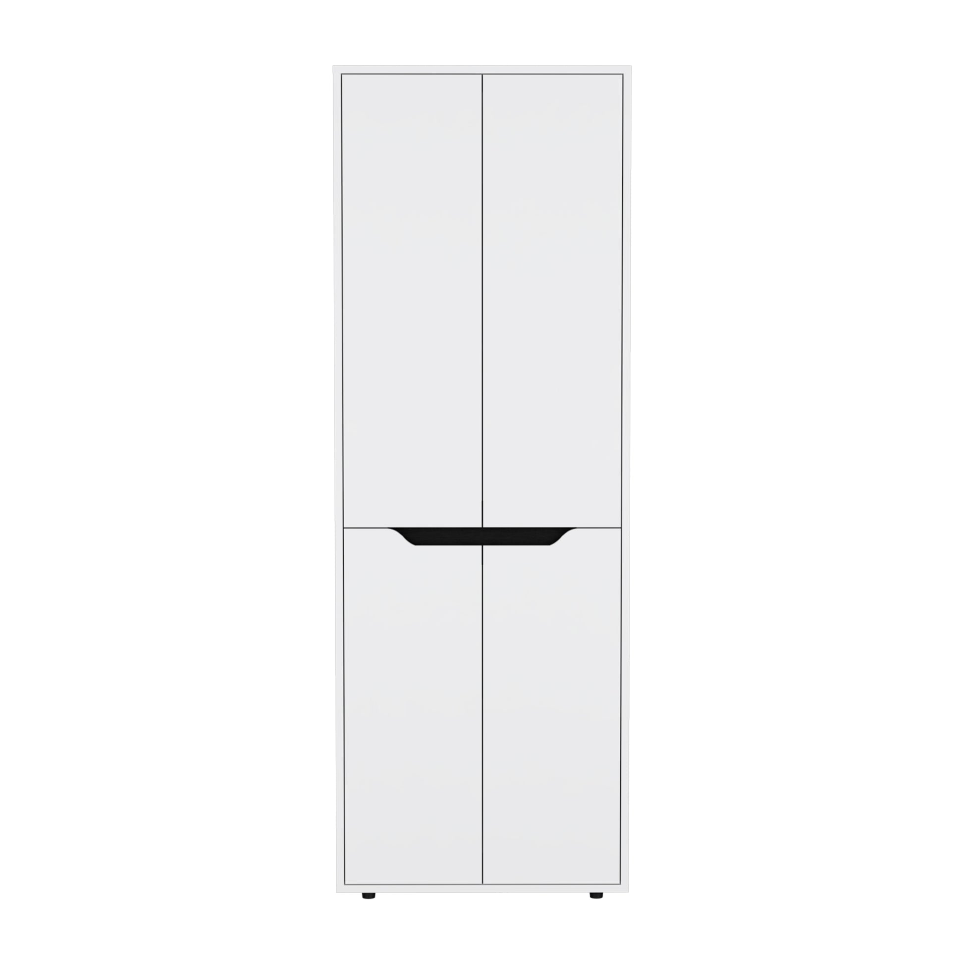 Depot E Shop Atka 67"H Kitchen Storage Cabinet, With Four Doors And Five Interior Shelves,White Black White Black Particle Board Pine