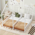 Metal Twin Size House Platform Beds, Two Shared Beds, White Box Spring Not Required Twin Antique White Metal Bedroom Metal