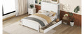 Full Size Platform Bed With Drawers And Storage Shelves, White Antique White Solid Wood Mdf