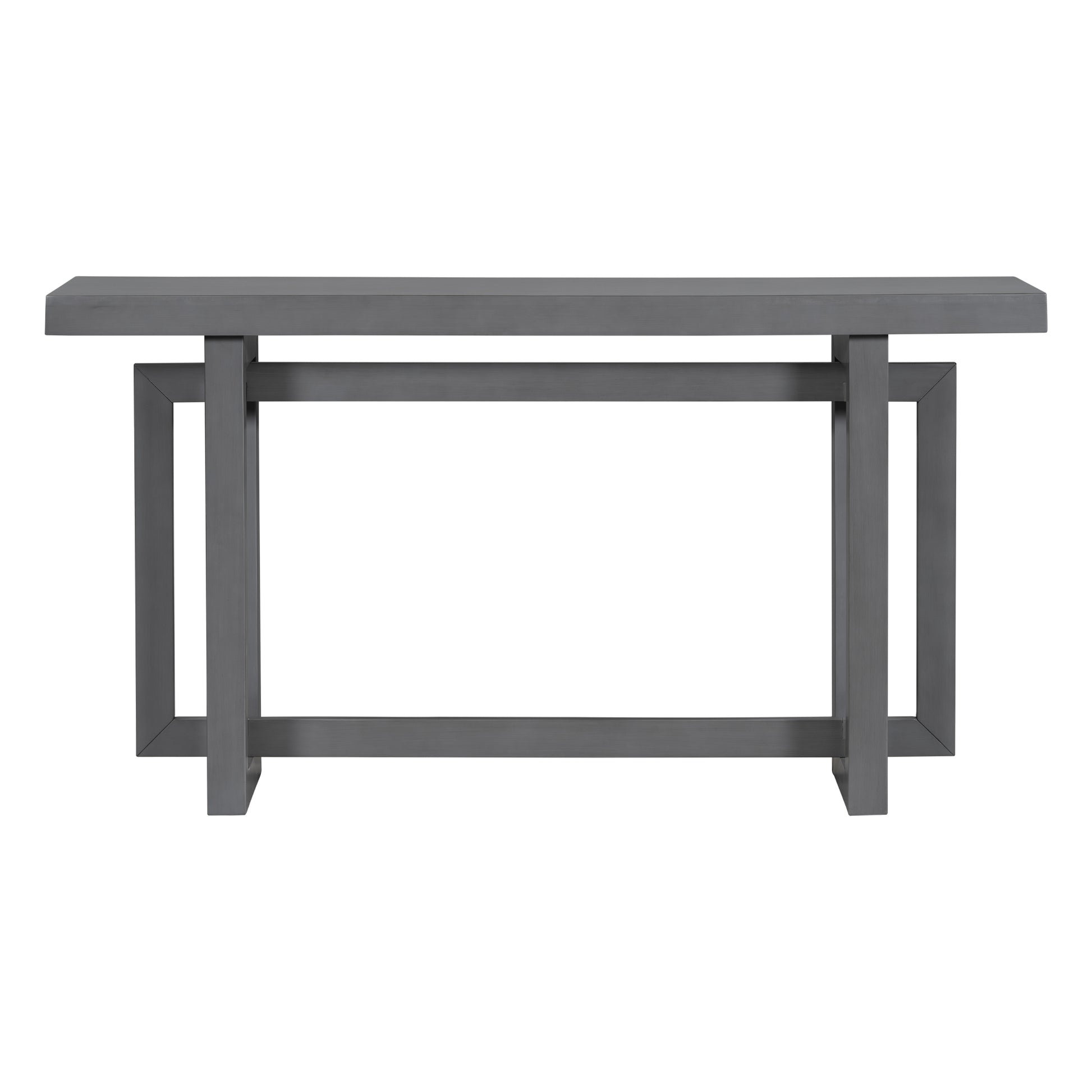 Contemporary Console Table With Wood Top, Extra Long Entryway Table For Entryway, Hallway, Living Room, Foyer, Corridor Dark Gray Solid Wood Mdf