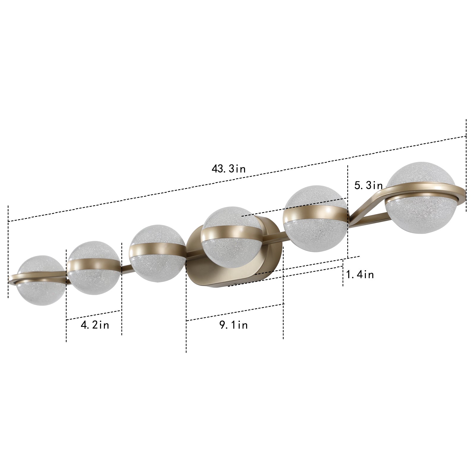 Same As W1340P143676 L2001 G 6 Modern Minimalist Bathroom Vanity Light, Led 6 Bulb Acrylic Shades, Wall Mounted Decorative Lighting Fixture Champagne Gold Golden Iron