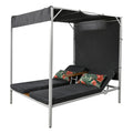 Outdoor Patio Sunbed Daybed With Cushions, Adjustable Seats Grey Steel