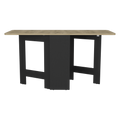 Detroit Folding Table With Expandable Design In 3 Forms, White Macadamia Black Multi Particle Board Pine