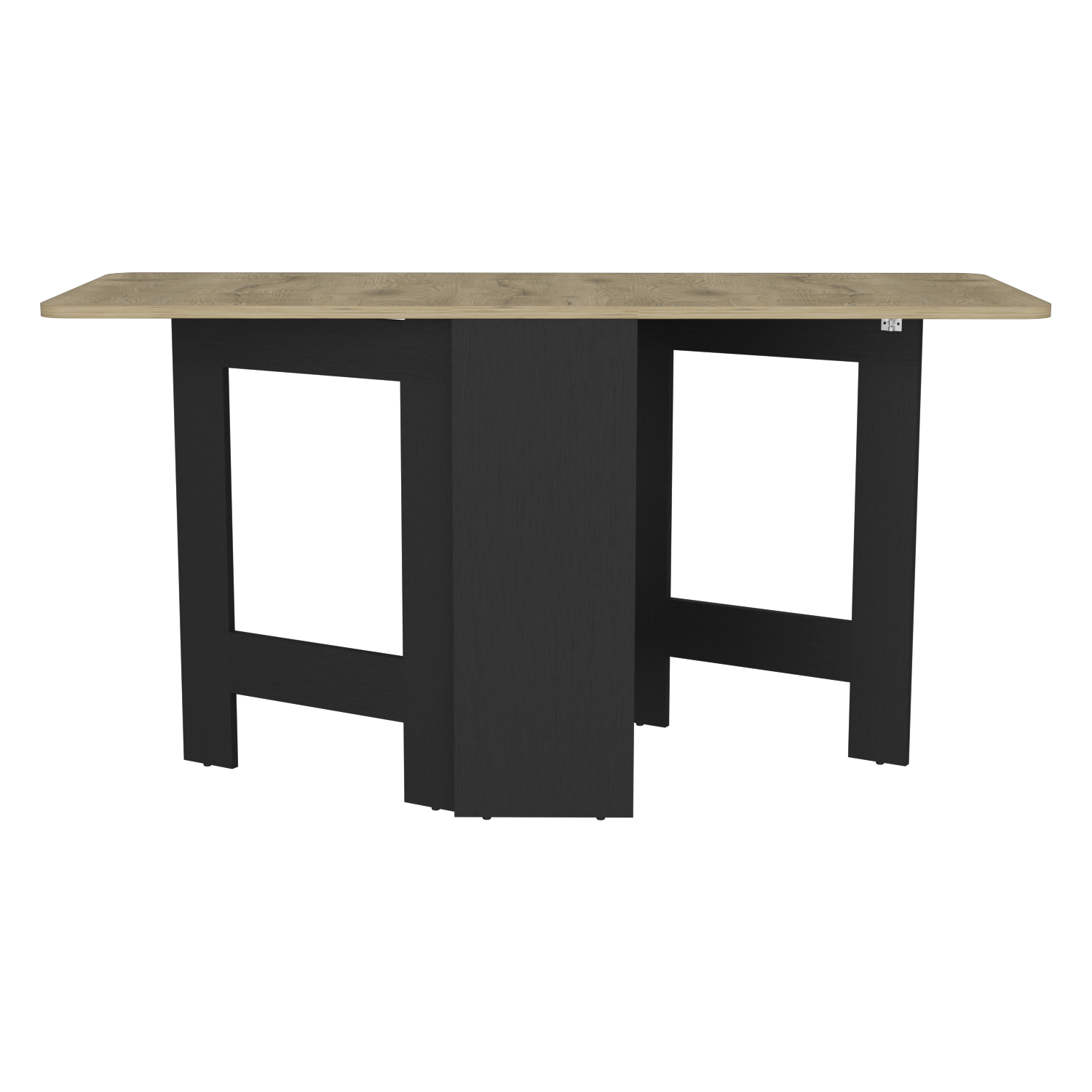 Detroit Folding Table With Expandable Design In 3 Forms, White Macadamia Black Multi Particle Board Pine
