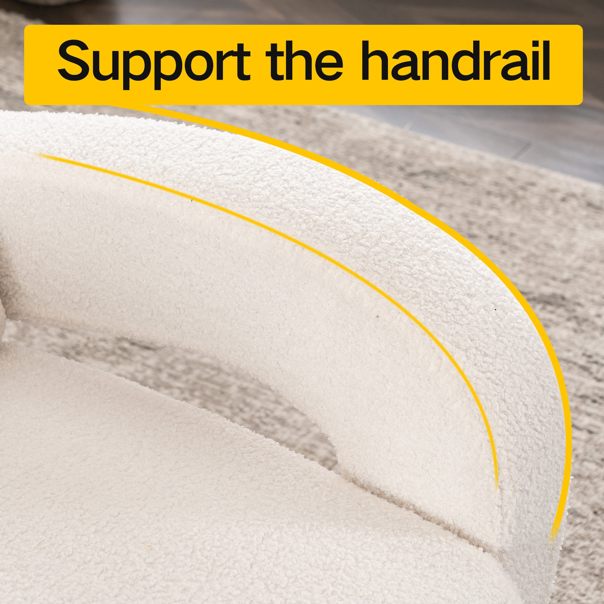 Cozy White Teddy Fabric Armchair Modern Sturdy Lounge Chair With Curved Arms And Thick Cushioning For Plush Comfort White Teddy