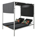 Outdoor Patio Sunbed Daybed With Cushions, Adjustable Seats Grey Steel