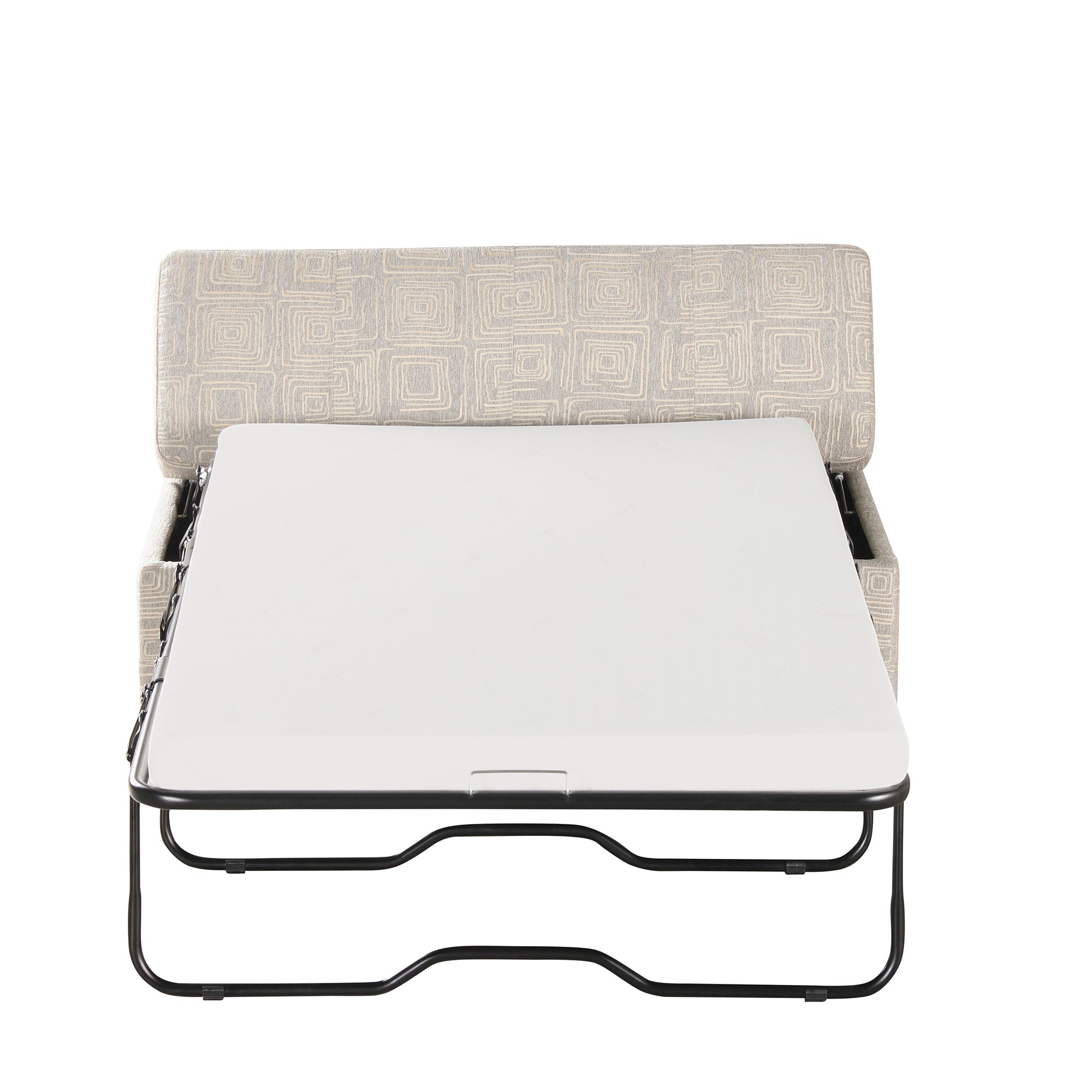 Twin Size Folding Ottoman Sleeper Bed with Mattress light gray-foam-linen-1 seat