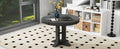 Farmhouse Dining Table Extendable Round Table For Kitchen, Dining Room Black Black Solid Wood Mdf