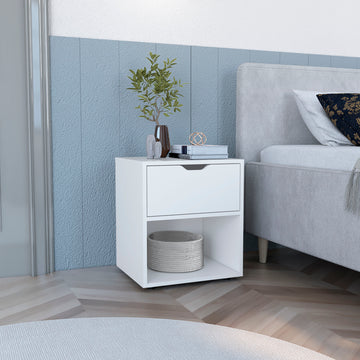 Depot E Shop Adak 19.7" H Nightstand End Table With Open Shelf,White White Particle Board Pine