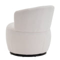 White Plush Swivel Accent Chair Contemporary Round Armchair With 360 Rotation And Metal Base For Living Room Elegance White Teddy Teddy