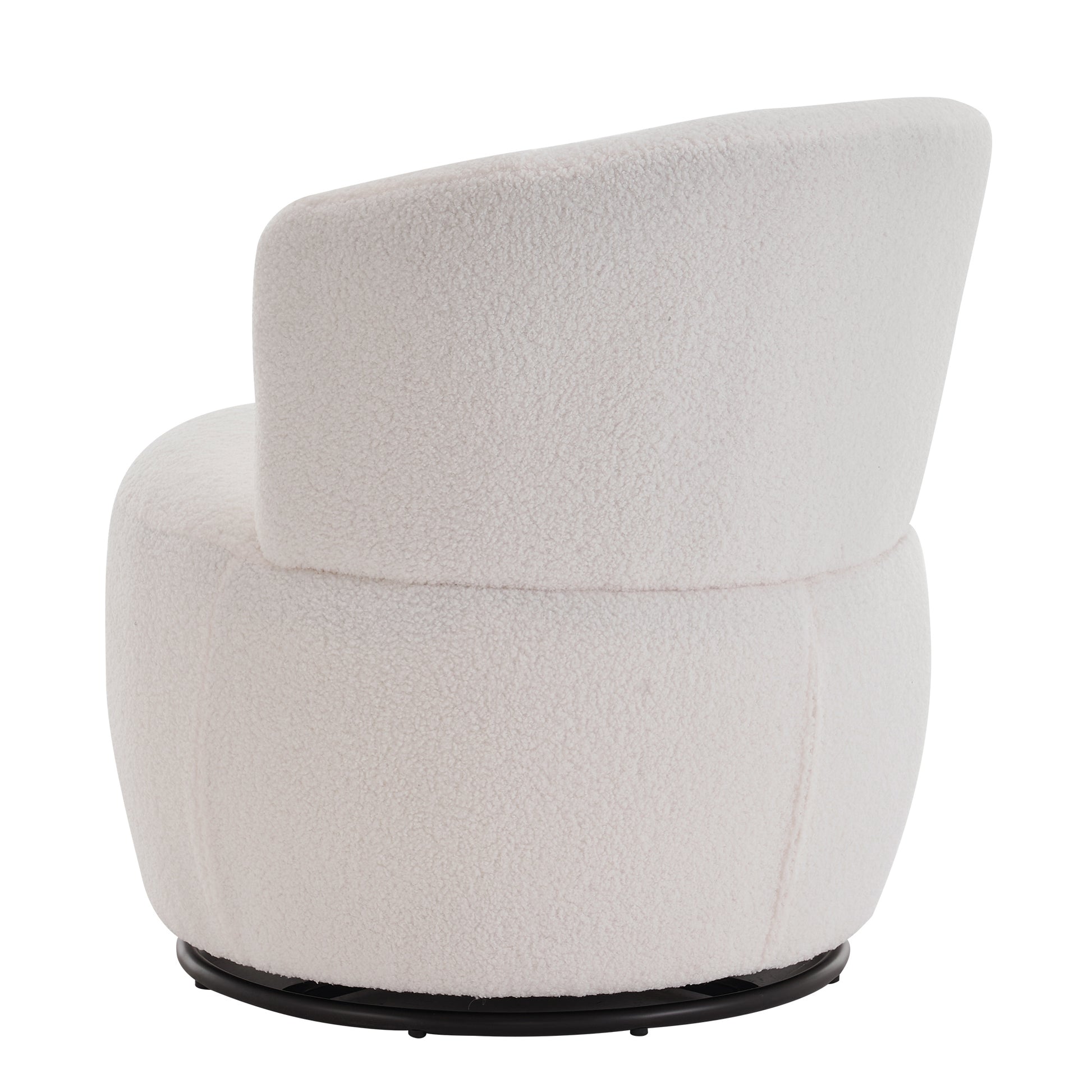 White Plush Swivel Accent Chair Contemporary Round Armchair With 360 Rotation And Metal Base For Living Room Elegance White Teddy Teddy