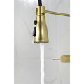 3 Functions Wall Mounted Bridge Kitchen Faucet Brushed Gold Brass