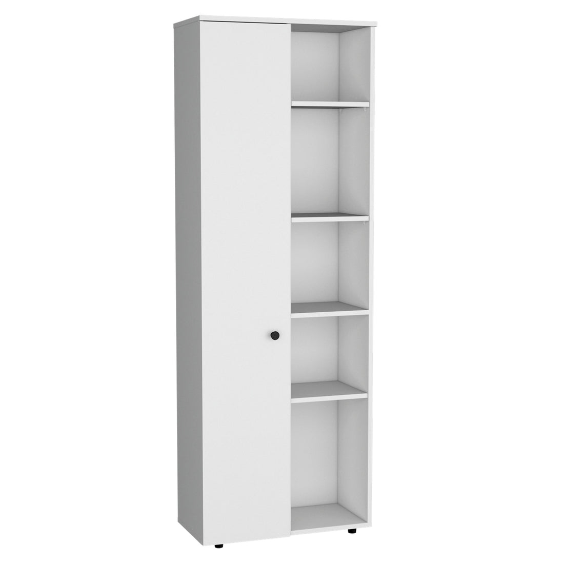 Kitchen Storage Cabinet 67" H, One Door, Five Interior white-particle board-pine