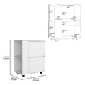 Depot E Shop Tully Bar Cart Two Pull Down Door Cabinets And Two Open Shelves,White White Dining Room Modern Rectangular Particle Board Pine Medium 40 55In