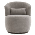 Grey Plush Swivel Accent Chair Contemporary Round Armchair With 360 Rotation And Metal Base For Living Room Elegance Grey Teddy