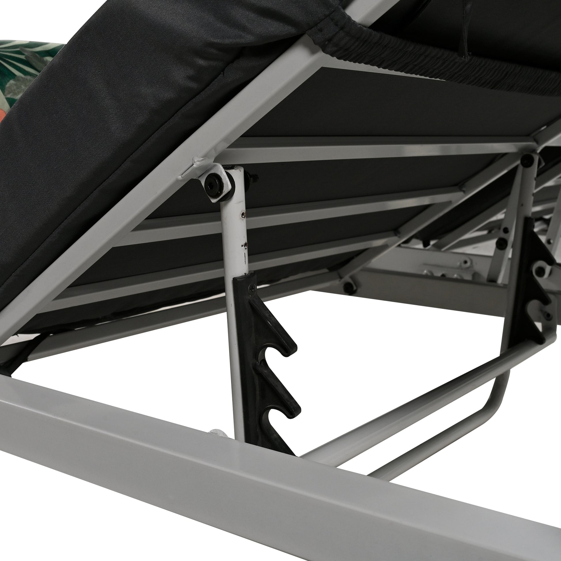 Outdoor Patio Sunbed Daybed With Cushions, Adjustable Seats Grey Steel