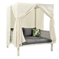 Outdoor Patio Sunbed With Curtains, High Comfort, Suitable For Multiple Scenarios Gray Beige Woven Rope