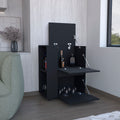 Depot E Shop Tully Bar Cart Two Pull Down Door Cabinets And Two Open Shelves,Black Black Particle Board Pine