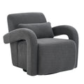 Cozy Dark Grey Teddy Fabric Armchair Modern Sturdy Lounge Chair With Curved Arms And Thick Cushioning For Plush Comfort Dark Gray Teddy