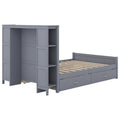 Full Size Platform Bed With Drawers And Storage Shelves, Gray Gray Solid Wood Mdf