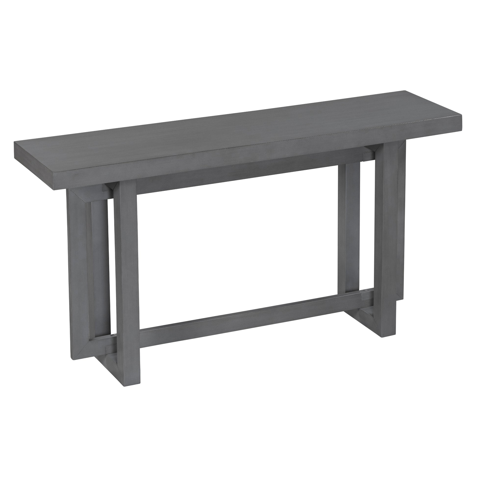 Contemporary Console Table With Wood Top, Extra Long Entryway Table For Entryway, Hallway, Living Room, Foyer, Corridor Dark Gray Solid Wood Mdf