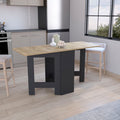 Detroit Folding Table With Expandable Design In 3 Forms, White Macadamia Black Multi Particle Board Pine