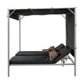Outdoor Patio Sunbed Daybed With Cushions, Adjustable Seats Grey Steel