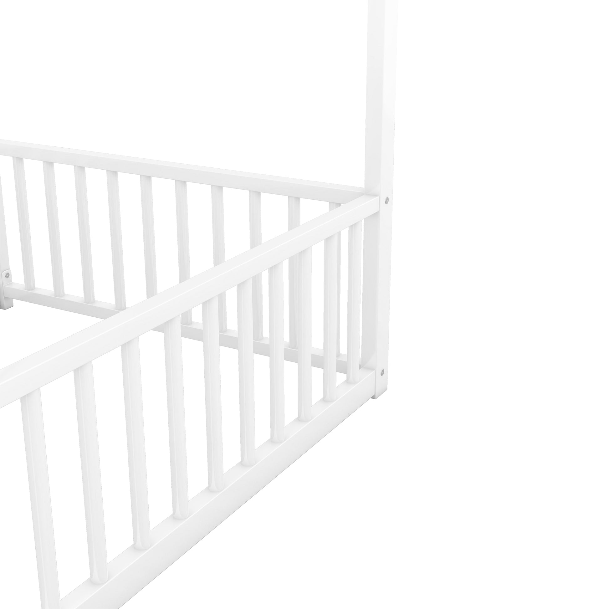 Metal Twin Size House Platform Beds, Two Shared Beds, White Box Spring Not Required Twin Antique White Metal Bedroom Metal