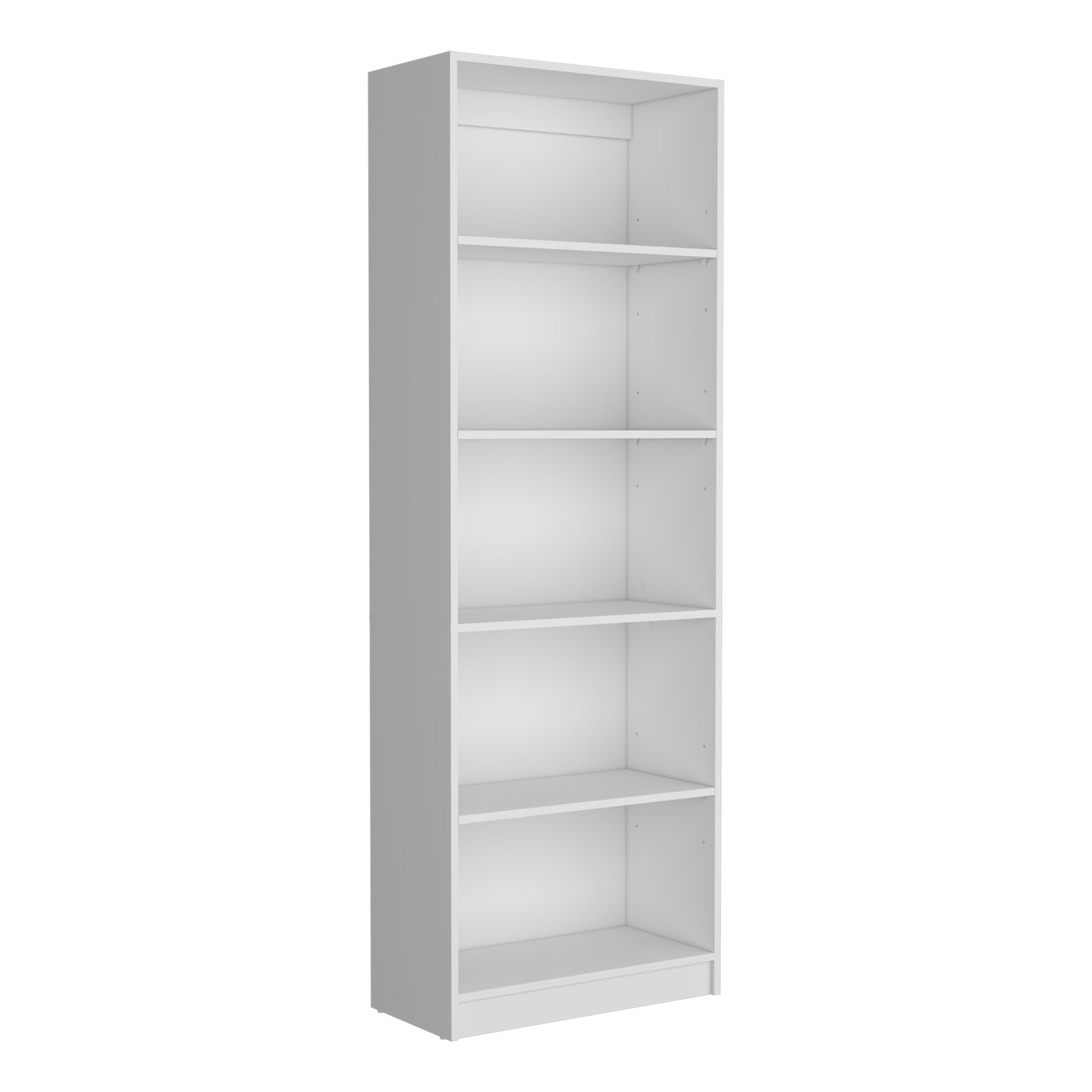 Vinton 4 Tier Bookcase With Modern Storage For Books And Decor, White White Particle Board Pine