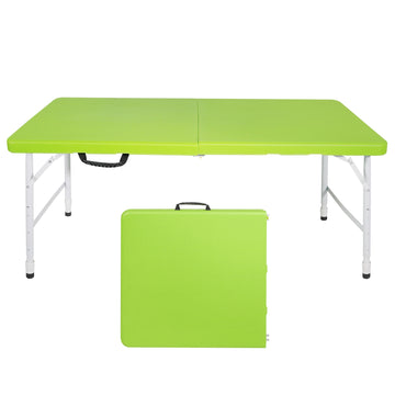 4Ft Green Portable Folding Table Indoor&Outdoor -