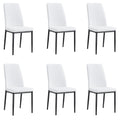 Modern Dining Chairs Set Of 6, Side Dining Room Kitchen Chairs, Faux Leather Upholstered Seat And Metal Legs Side Chairs, White White Mdf Metal