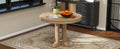 Farmhouse Dining Table Extendable Round Table For Kitchen, Dining Room Natural Wood Wash Natural Wood Wash Solid Wood Mdf