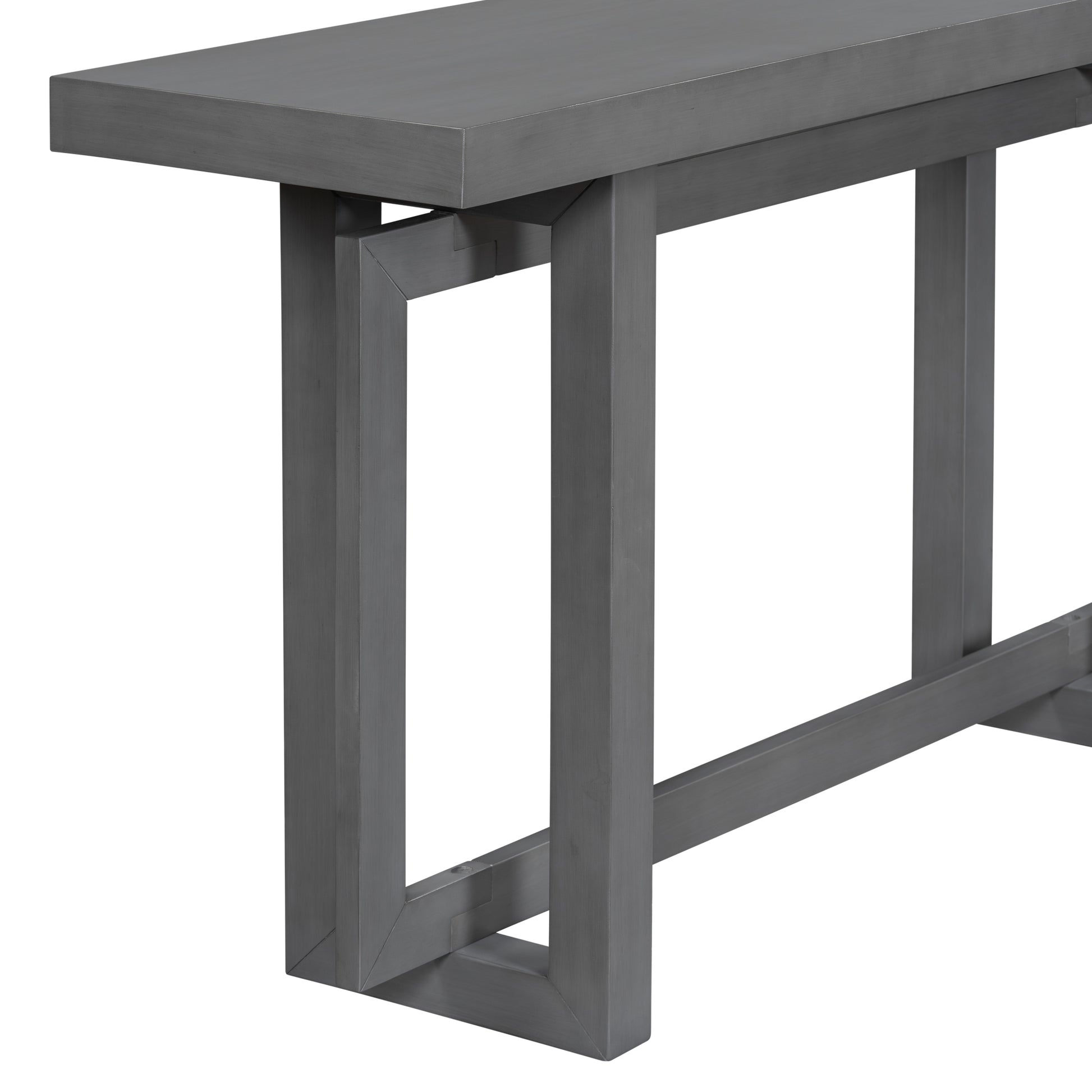 Contemporary Console Table With Wood Top, Extra Long Entryway Table For Entryway, Hallway, Living Room, Foyer, Corridor Dark Gray Solid Wood Mdf