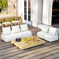 Outdoor Modular Sofa, With Aluminum Structure, Support Cushion And Back Cushion Cover Removable, Fade Resistant, Waterproof Sofa Cover Included,Beige The Ratebased On A Single Piece 5Unit Beige Aluminium 5 Seat