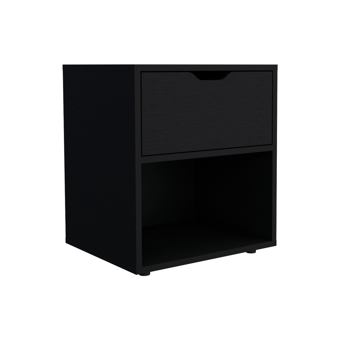 Depot E Shop Adak 19.7" High Nightstand End Table With Open Shelf,Black Black Particle Board Pine