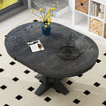 Farmhouse Dining Table Extendable Round Table For Kitchen, Dining Room Black Black Solid Wood Mdf