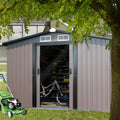 Patio, Lawn & Garden,Metal Outdoor Storage Shed 10Ft X 8Ft, Clearance With Lockable Door Metal Garden Shed Steel Anti Corrosion Storage House Waterproof Tool Shed For Backyard Patio, Lawn And Garden Brown Year Round Use Metal