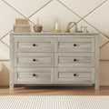 Retro Farmhouse Style Wooden Dresser With 6 Drawer, Storage Cabinet For Bedroom, Anitque Gray Antique Gray Particle Board