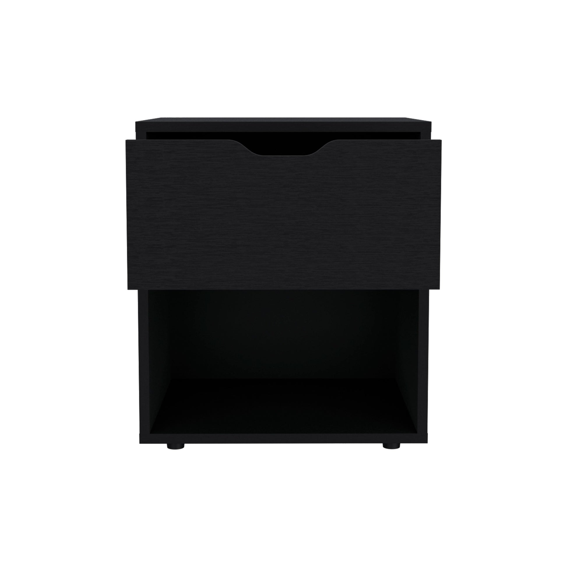 19.7" High Nightstand End Table With Open Shelf,Black Black Particle Board Pine