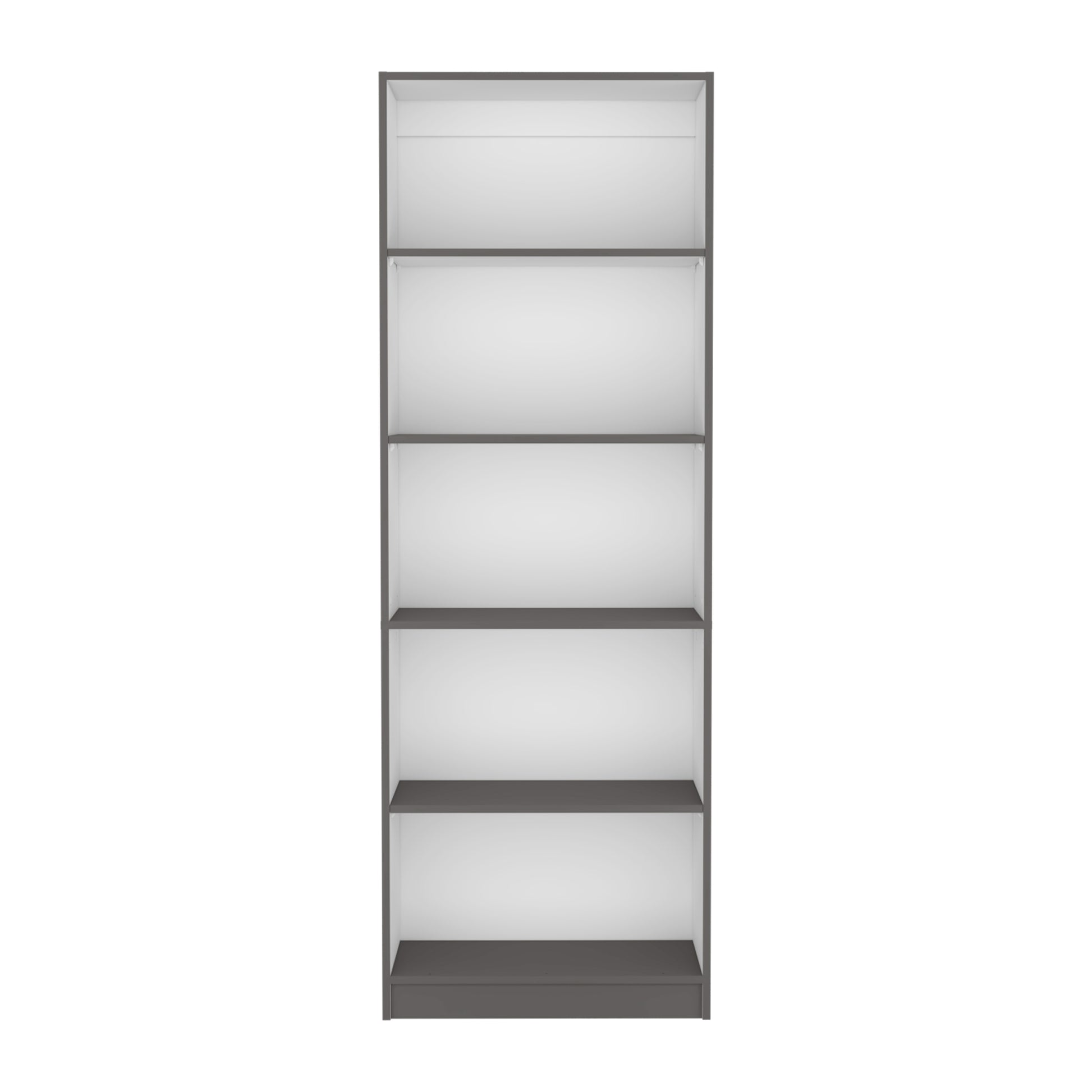 Vinton 4 Tier Bookcase With Modern Storage For Books And Decor, Matt Gray White Multicolor Particle Board Pine