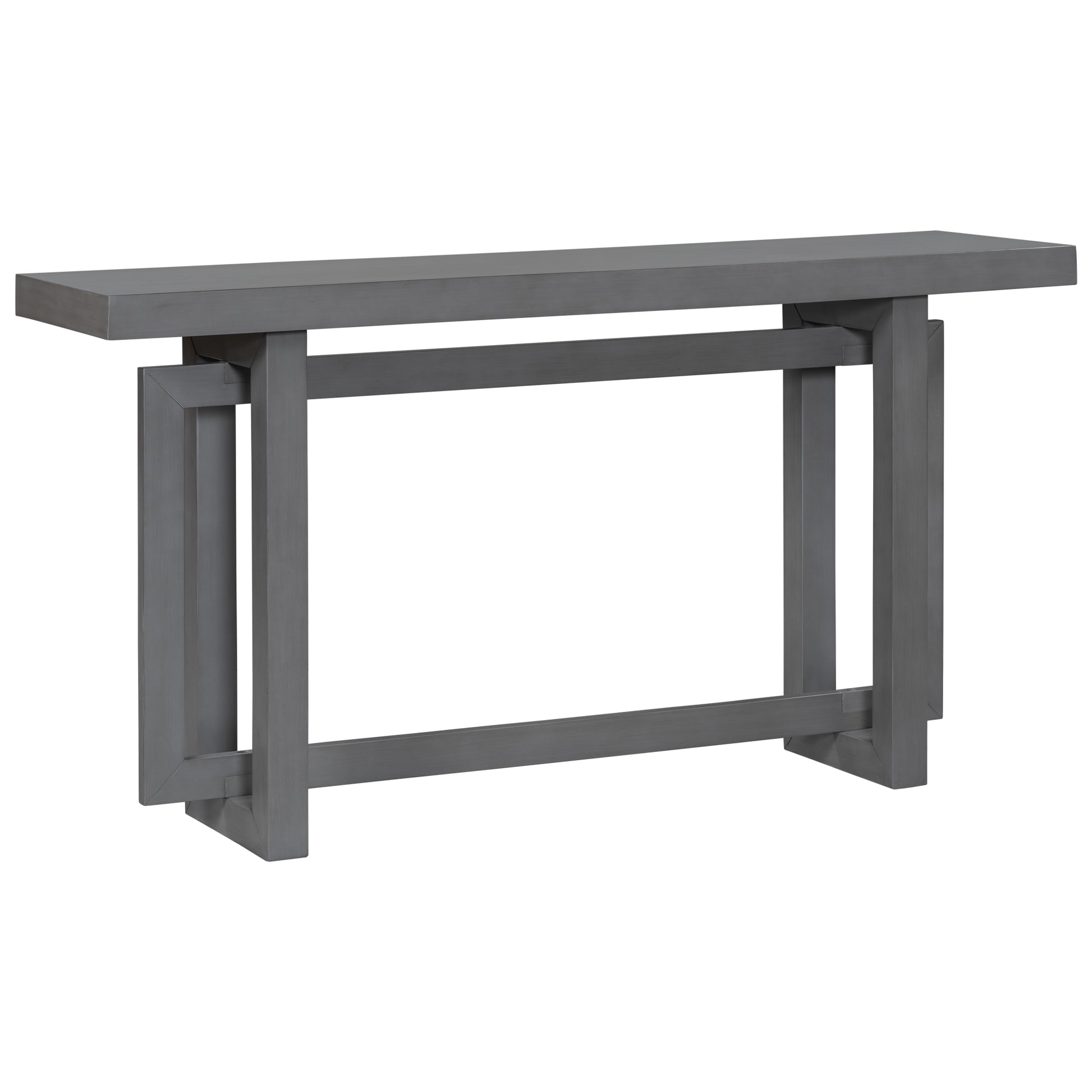 Contemporary Console Table With Wood Top, Extra Long Entryway Table For Entryway, Hallway, Living Room, Foyer, Corridor Dark Gray Solid Wood Mdf