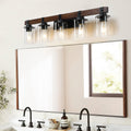 Same As W1340P155972 L1015 5 5 Lights Farmhouse Vanity Lights Fixture Rustic Bathroom Light Fixture Bathroom Sconce Without Bulbs Walnut Black Farmhouse Glass,Iron