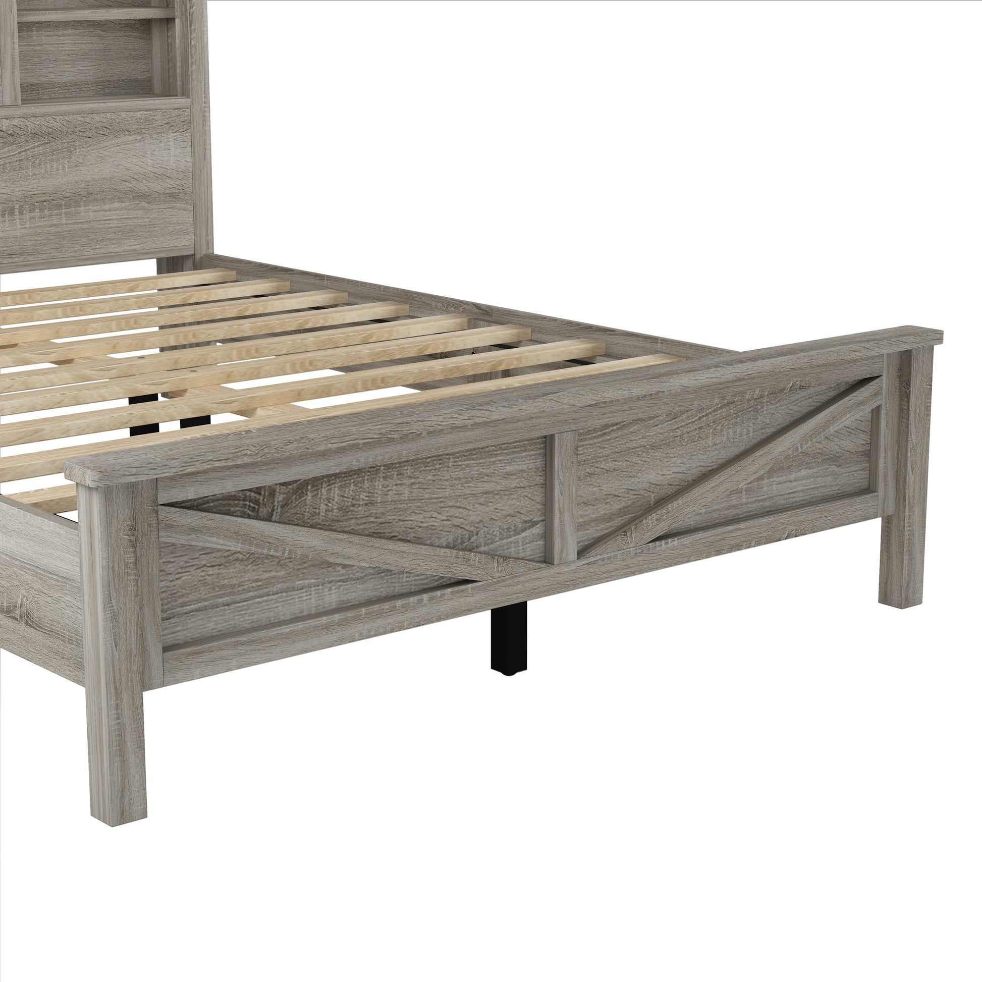 3 Pieces Bedroom Sets Full Size Farmhouse Platform Bed With Double Sliding Door Storage Headboard And Charging Station, Storage Nightstand And Dresser, Antique Gray Full Antique Gray 3 Piece Set Particle Board